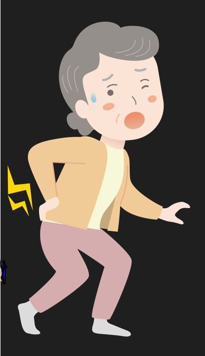腰に痛みが出ているイラスト