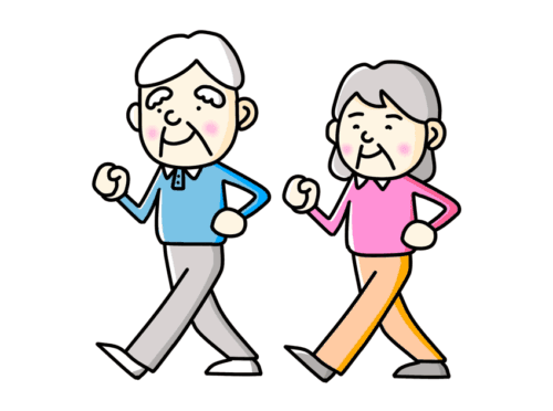 元気に歩いている高齢者のイメージのイラスト